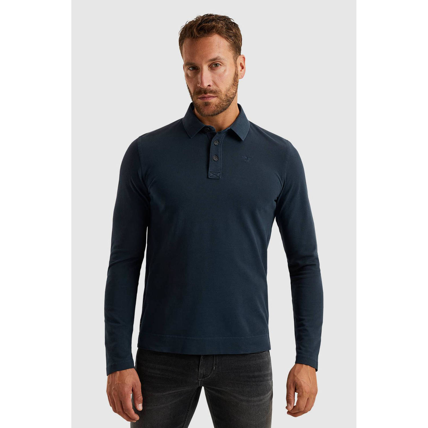 PME Legend Lange mouw polo shirt piqué kledingstuk Blue Heren