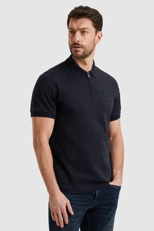 regular polo gebreid donkerblauw