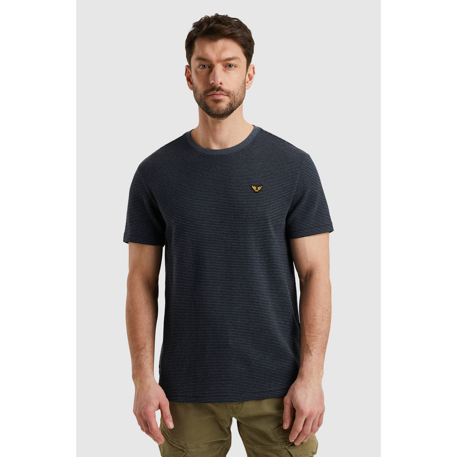 PME Legend T-Shirt Textured Stripe Navy