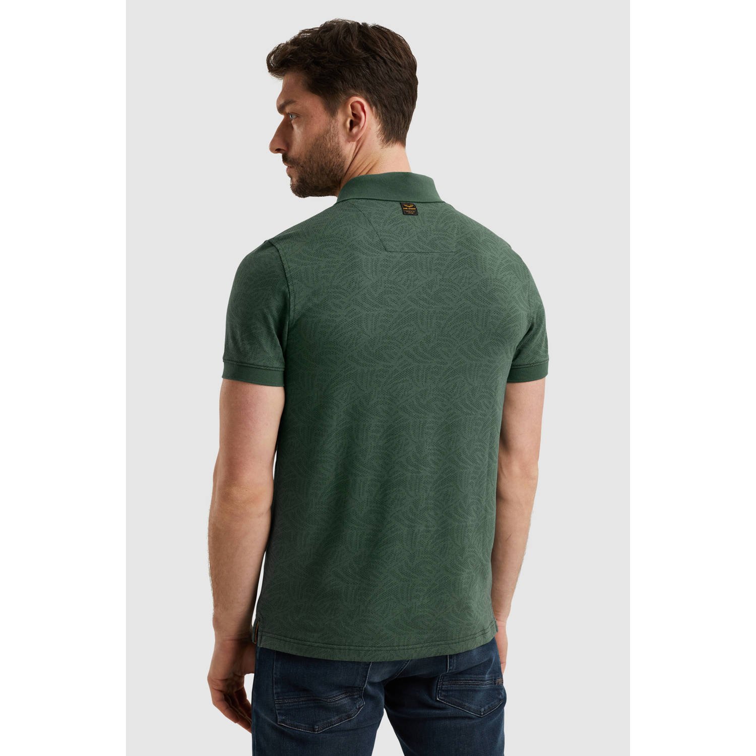 PME Legend regular polo gebreid donkergroen