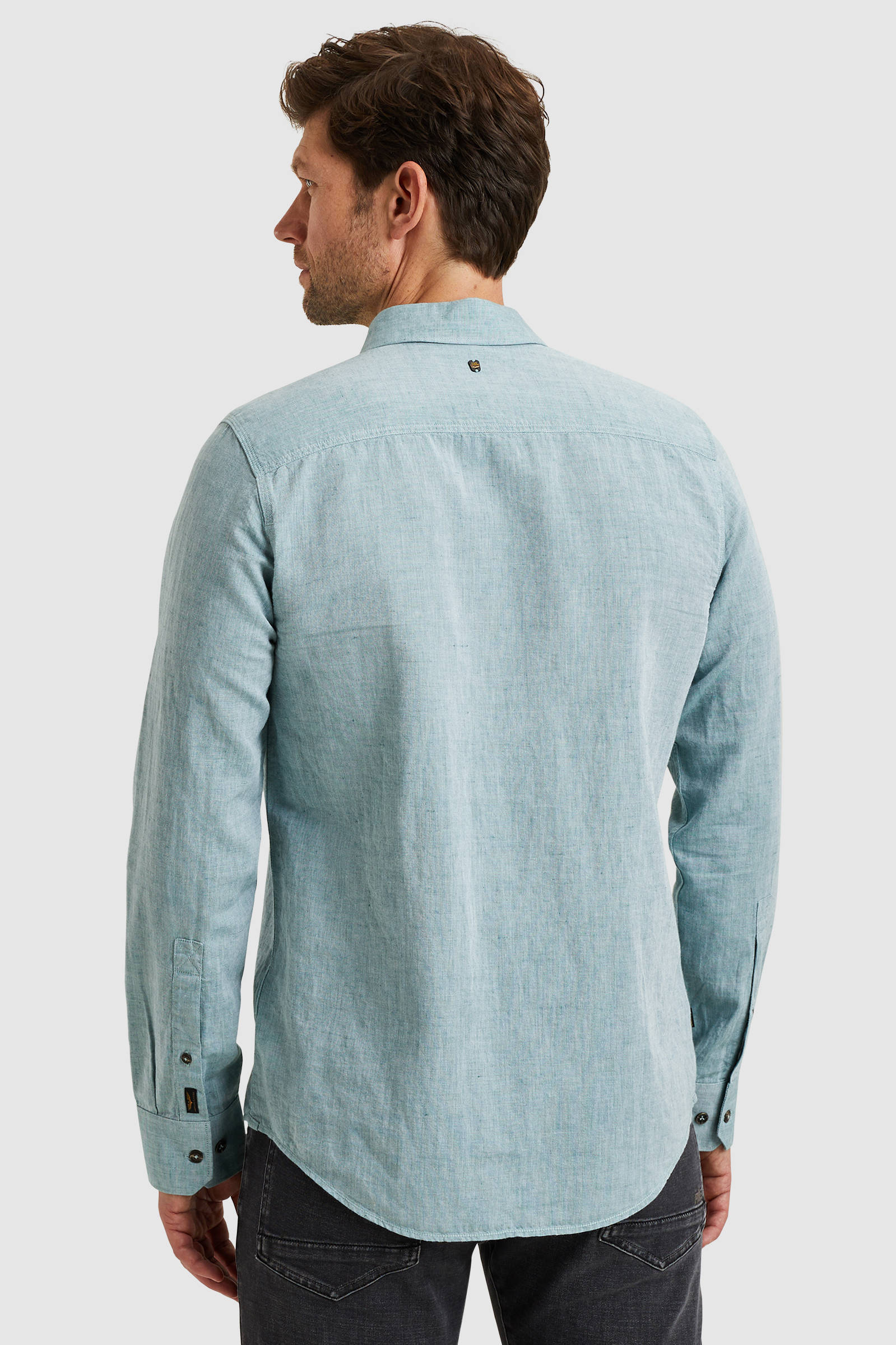 Solid linnen casual overhemd groen