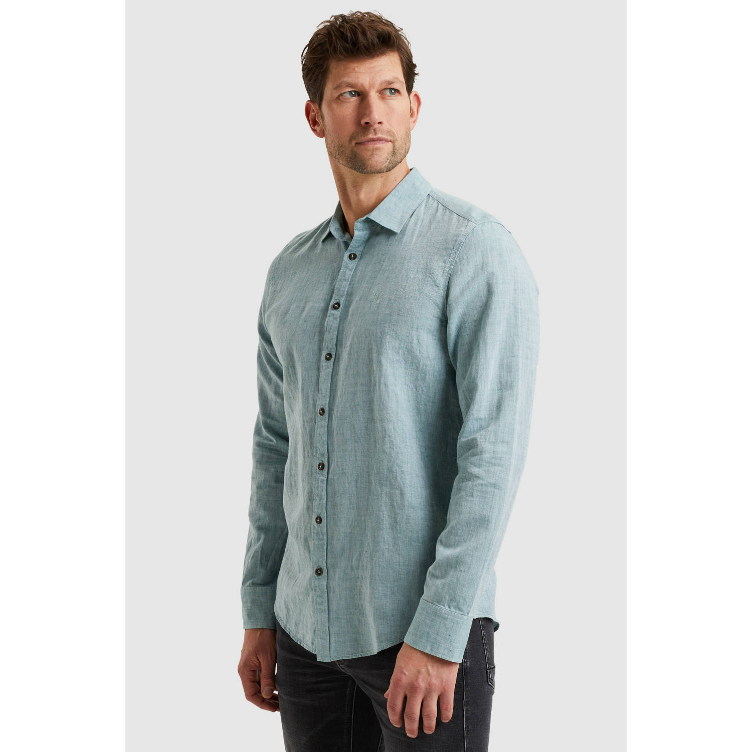 PME Legend linnen casual overhemd blauw