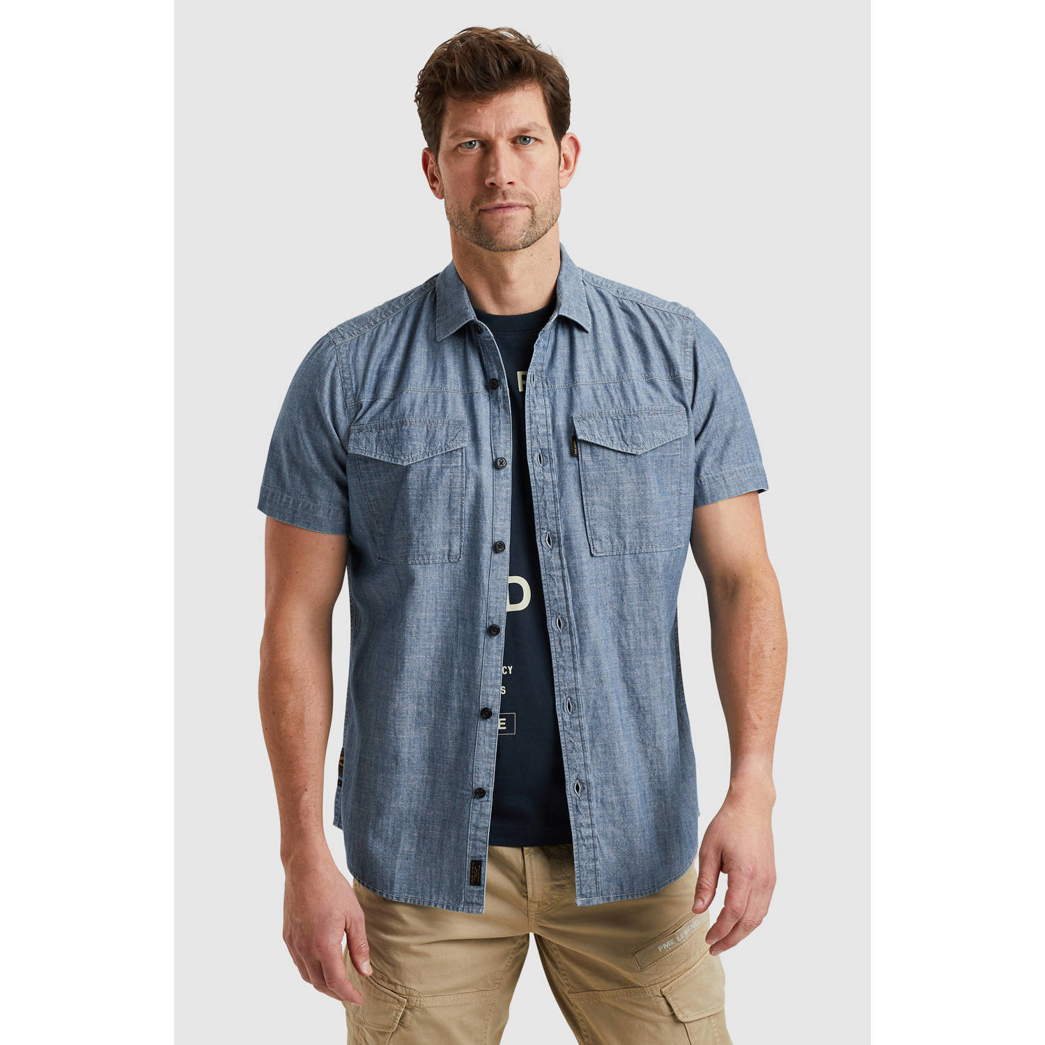 PME Legend denim casual overhemd blauw