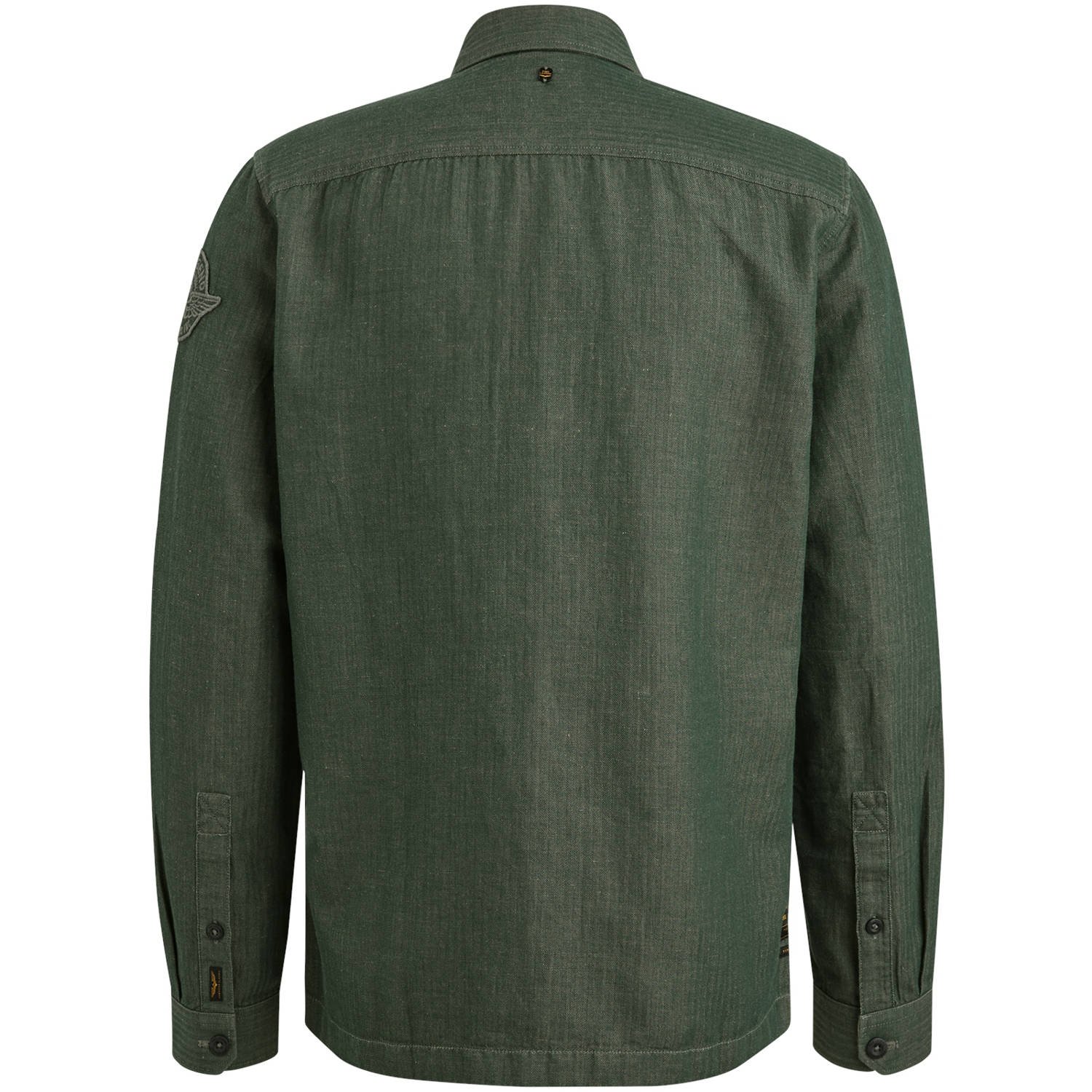 PME Legend linnen regular overshirt donkergroen
