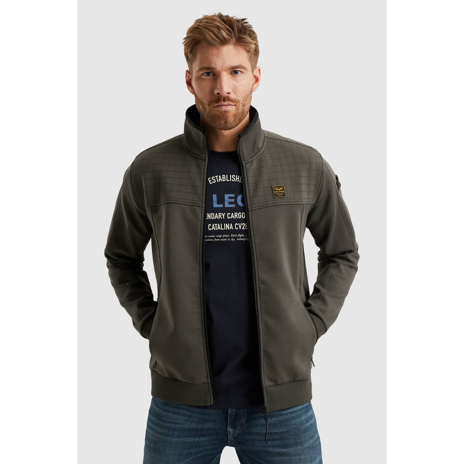 PME LEGEND Heren Jassen Zip Jacket Spacer Look Sweat Groen