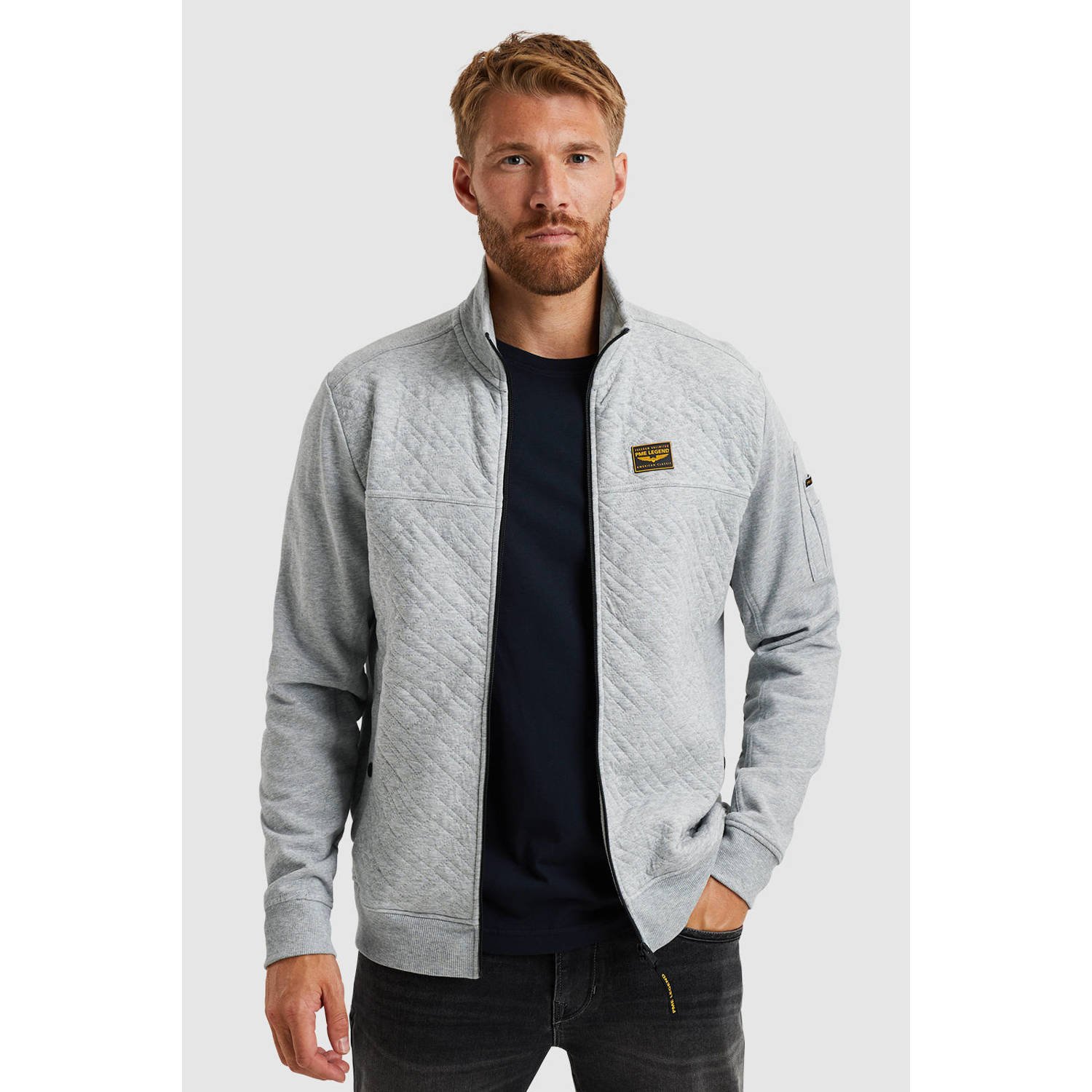 PME Legend sweatvest met textuur grijs