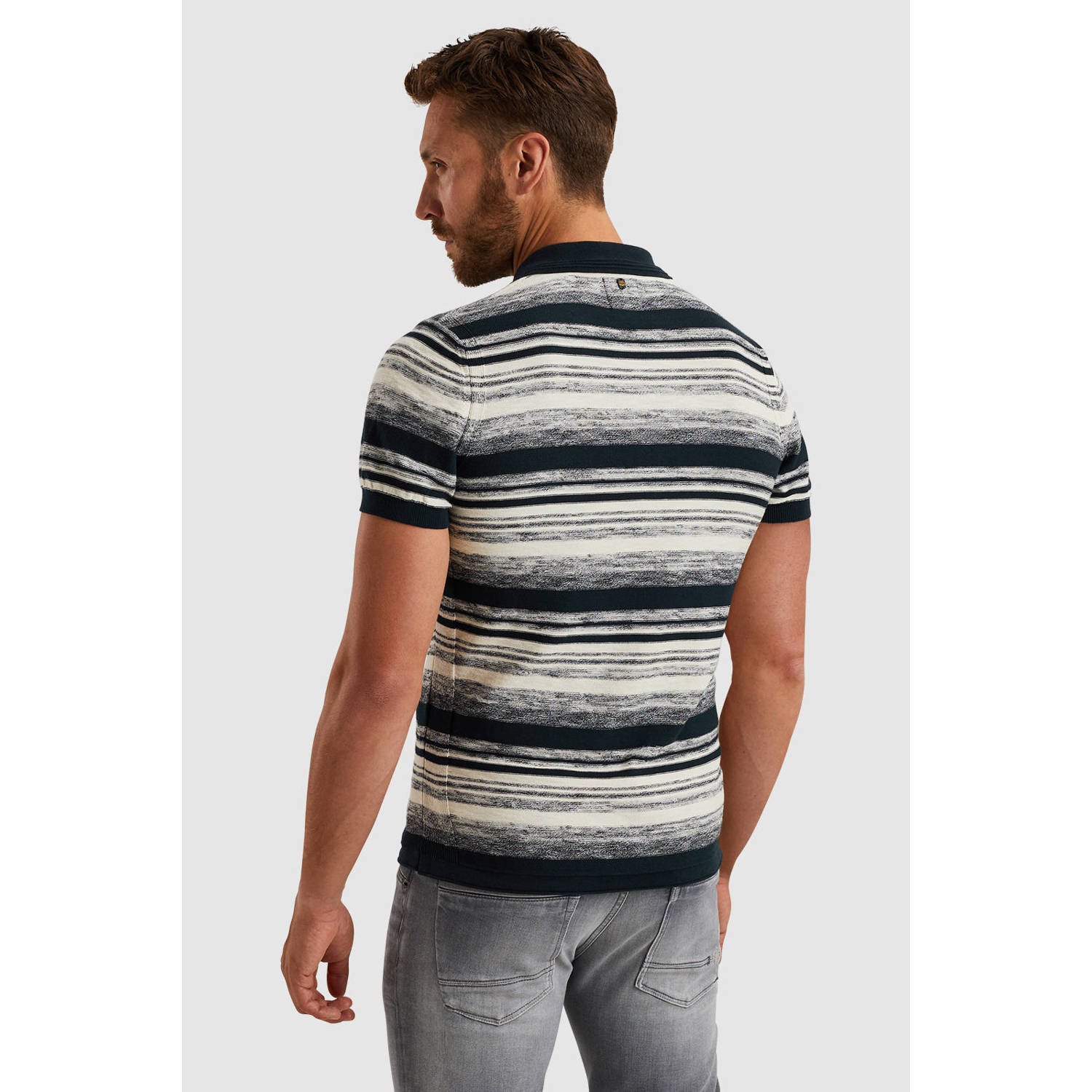 PME Legend regular polo gebreid donkerblauw