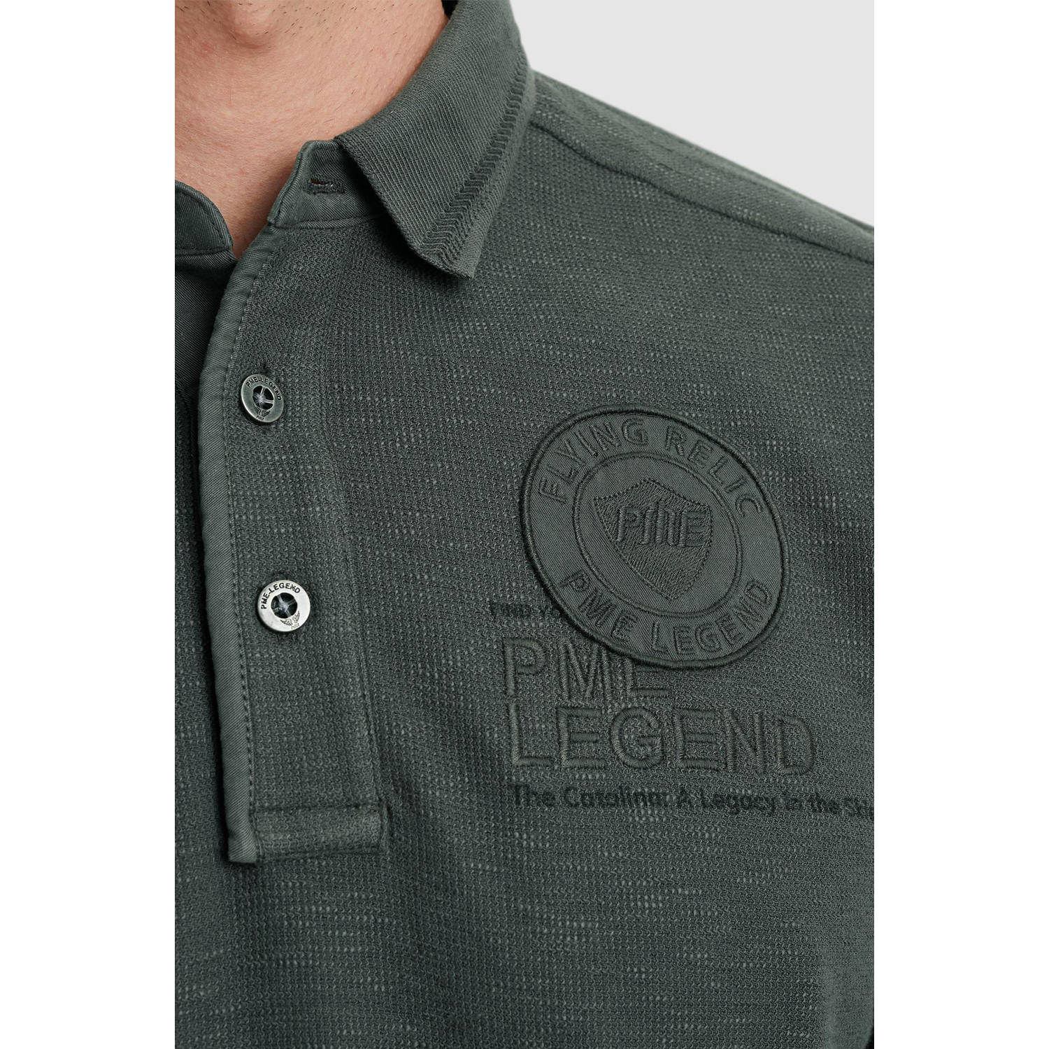 PME Legend polo gebreid donkergroen