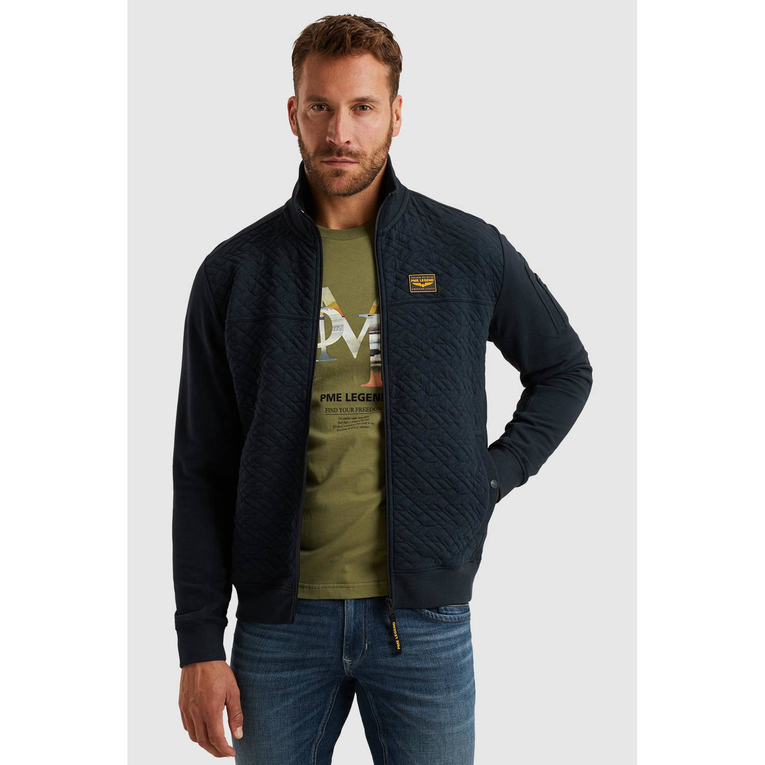PME Legend Jacquard Interlock Sweat Full Zip Blue Heren