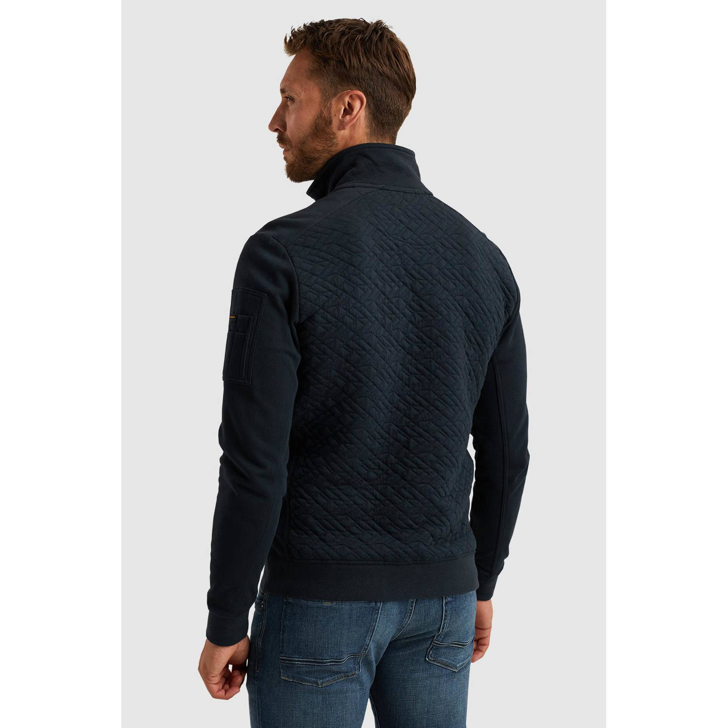 PME Legend sweatvest met textuur donkerblauw