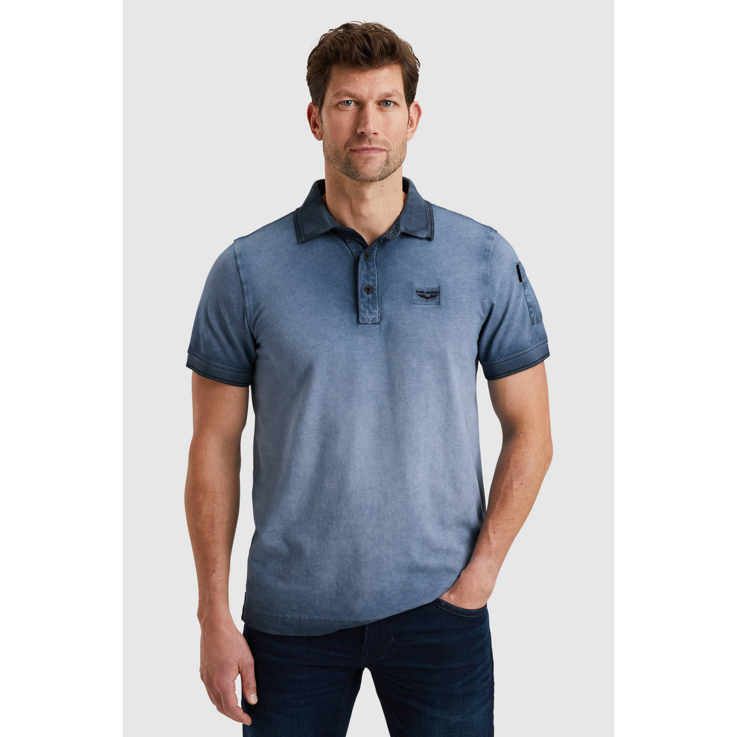 PME Legend Slim fit poloshirt met labelstitching