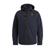 thumbnail: Donkerblauwe heren PME Legend softshell jas van polyester met effen, lange mouwen, capuchon en rits met windvanger
