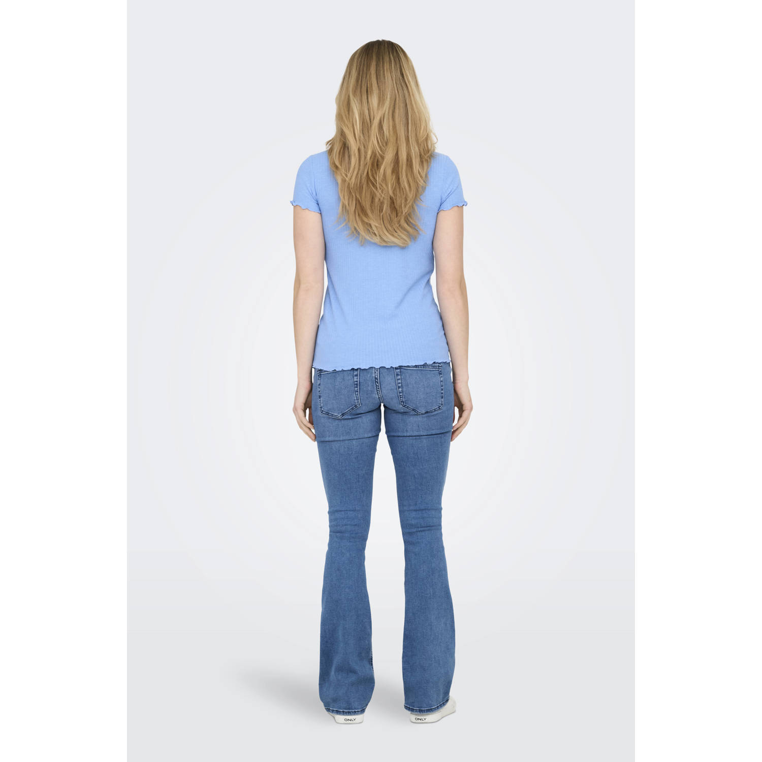 ONLY MATERNITY zwangerschaps top rib gebreid blauw