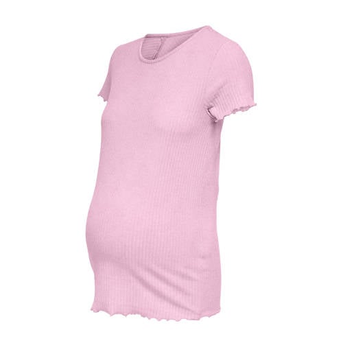 ONLY MATERNITY zwangerschaps top rib gebreid lichtroze afbeelding