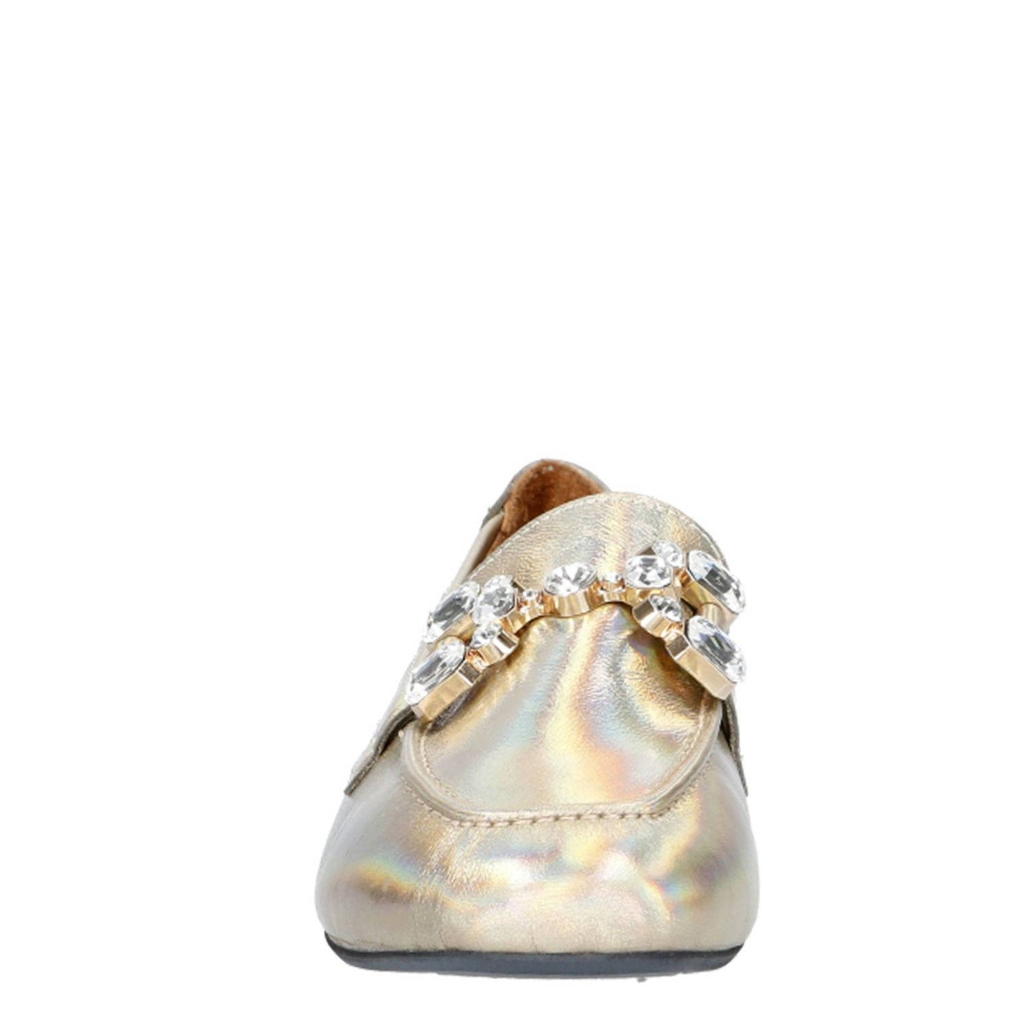 Babouche Alina-17 leren loafers goud