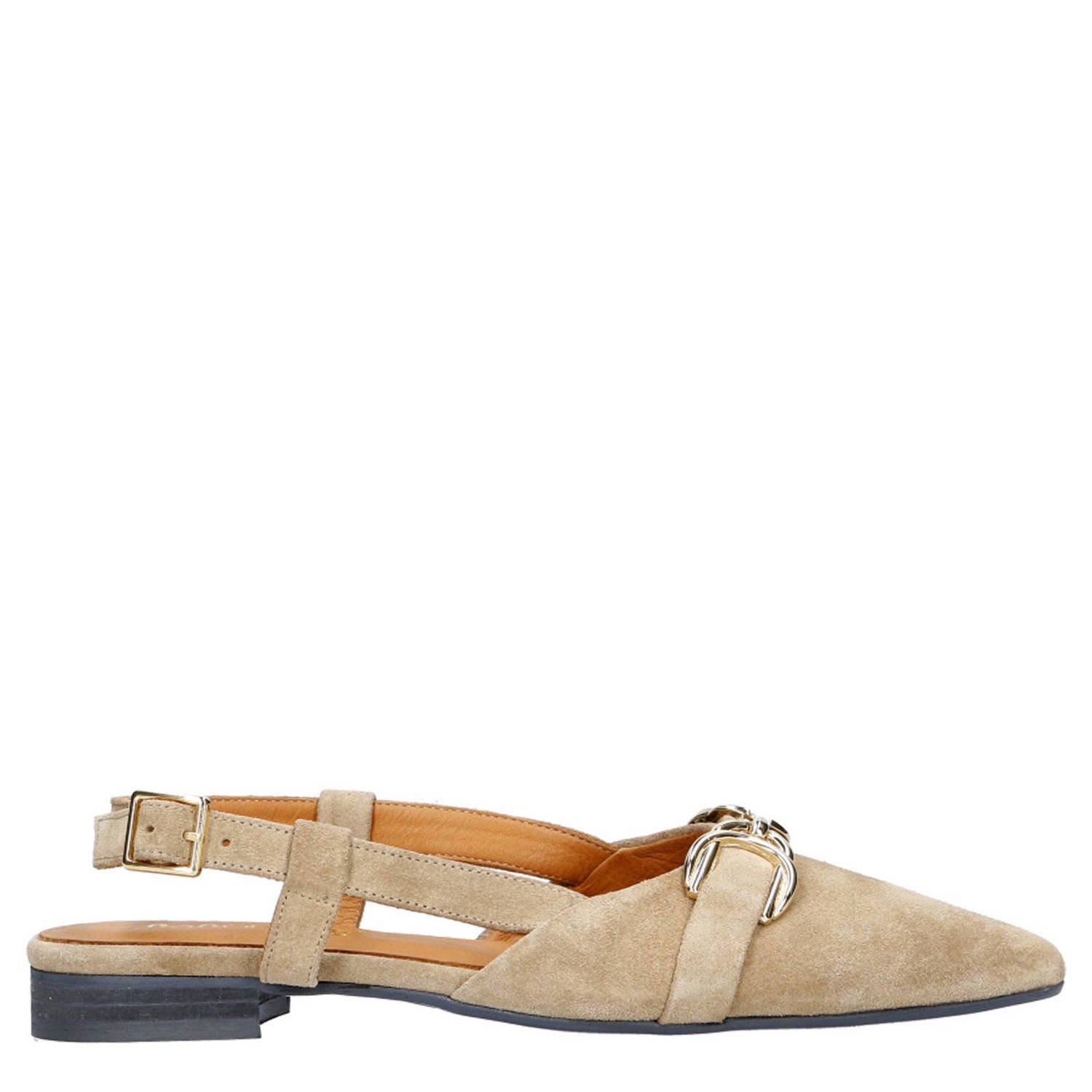 Babouche Leonore-2 suède slingback loafers beige