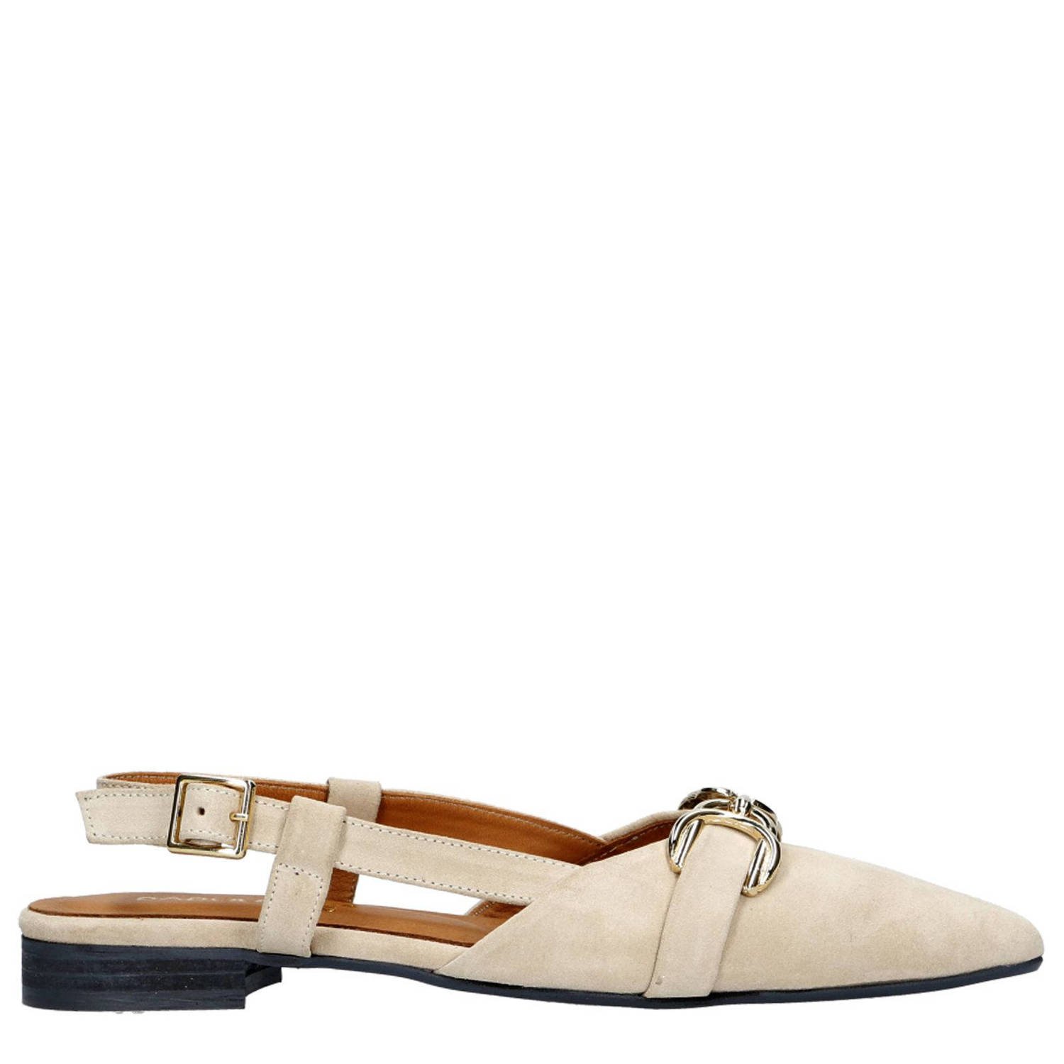 Babouche Leonore-2 suède slingback loafers ecru