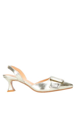 Lana-18 leren slingback pumps goud