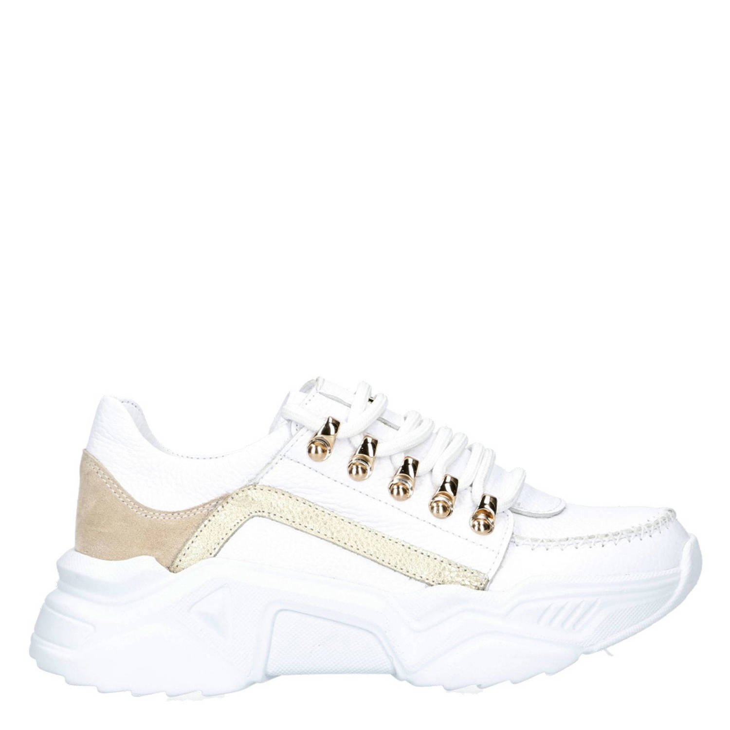 Babouche Lou 96 leren sneakers wit goud