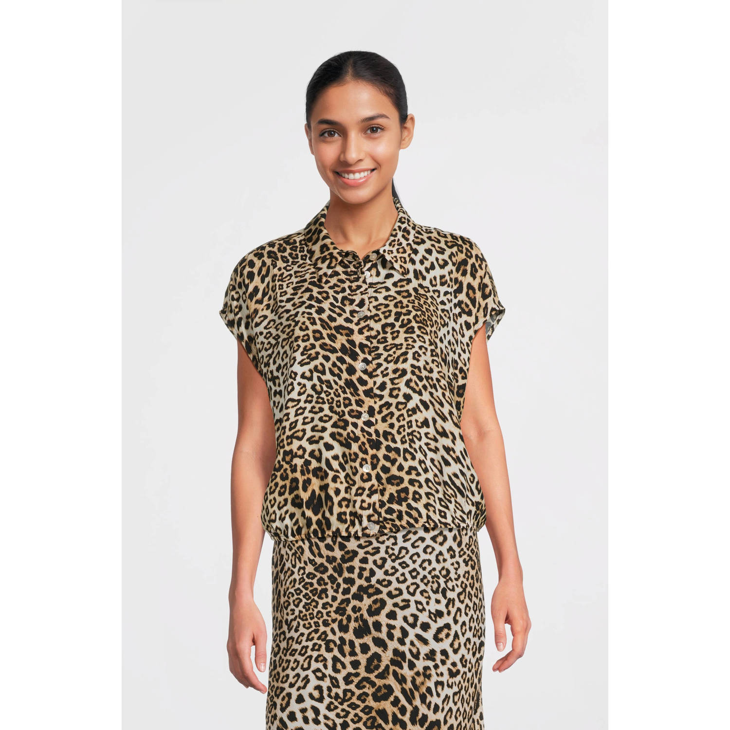 Beaumont Mariska Blouse Korte Mouw Beige Dames