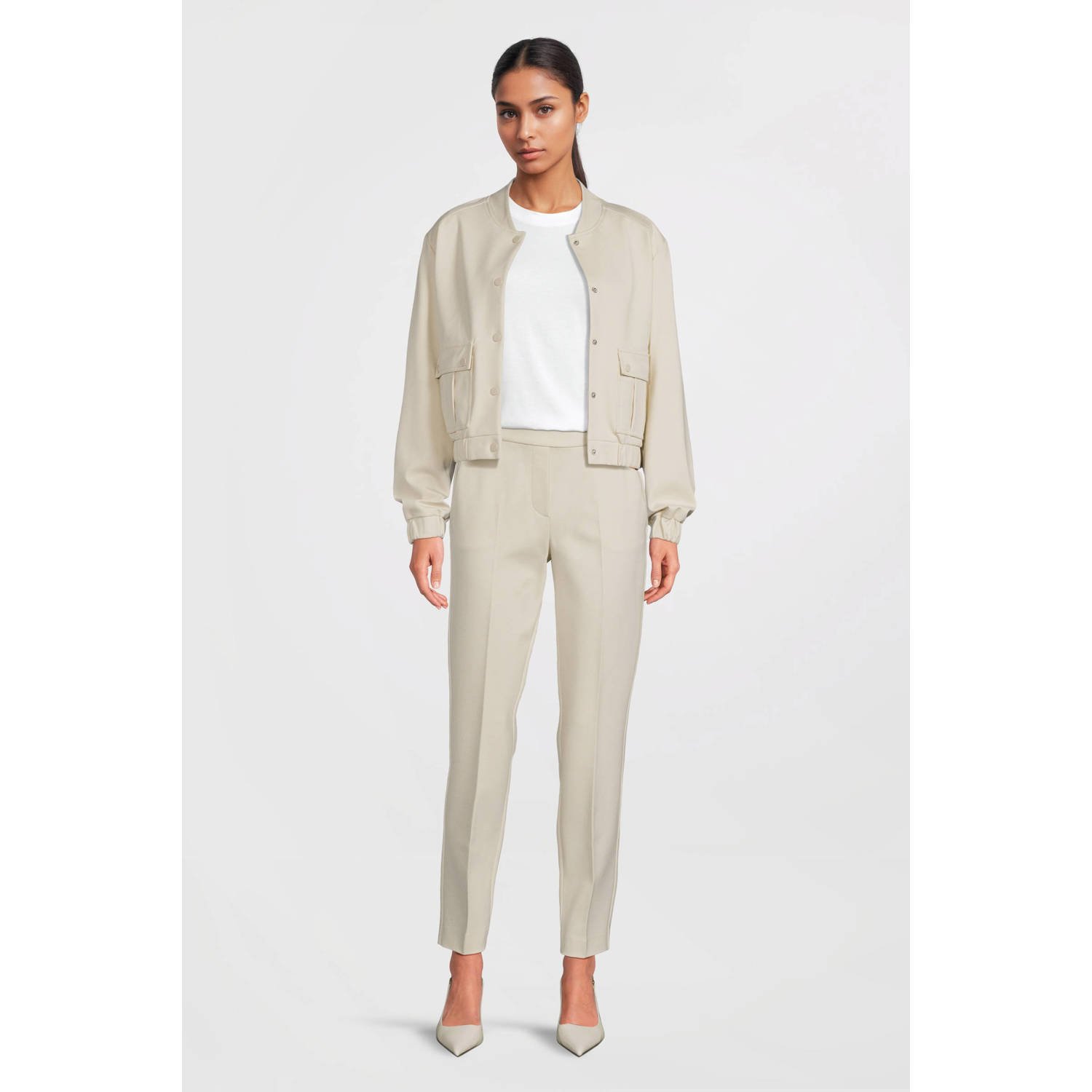 Beaumont wide leg regular waist pantalon beige