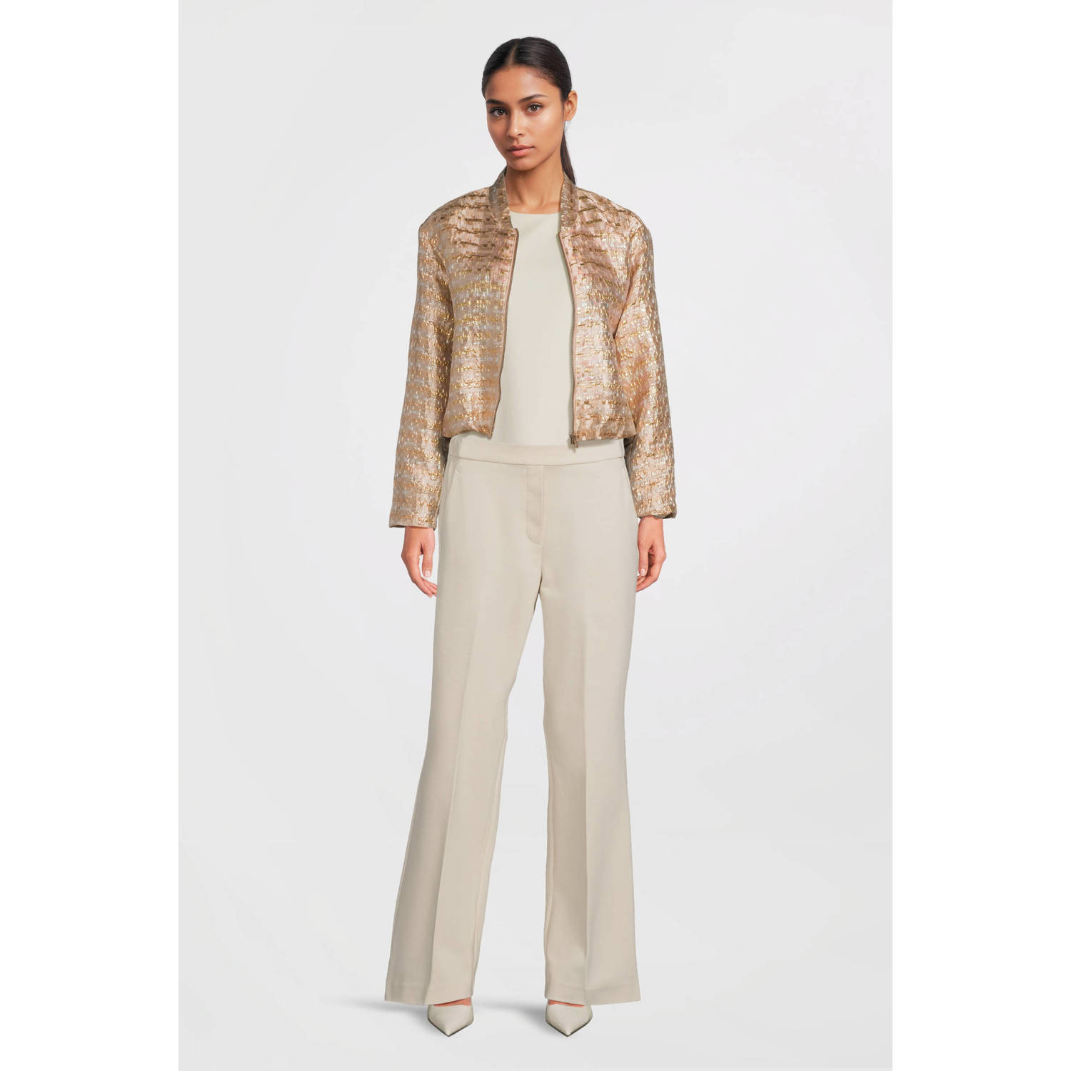 Beaumont straight regular waist pantalon zand