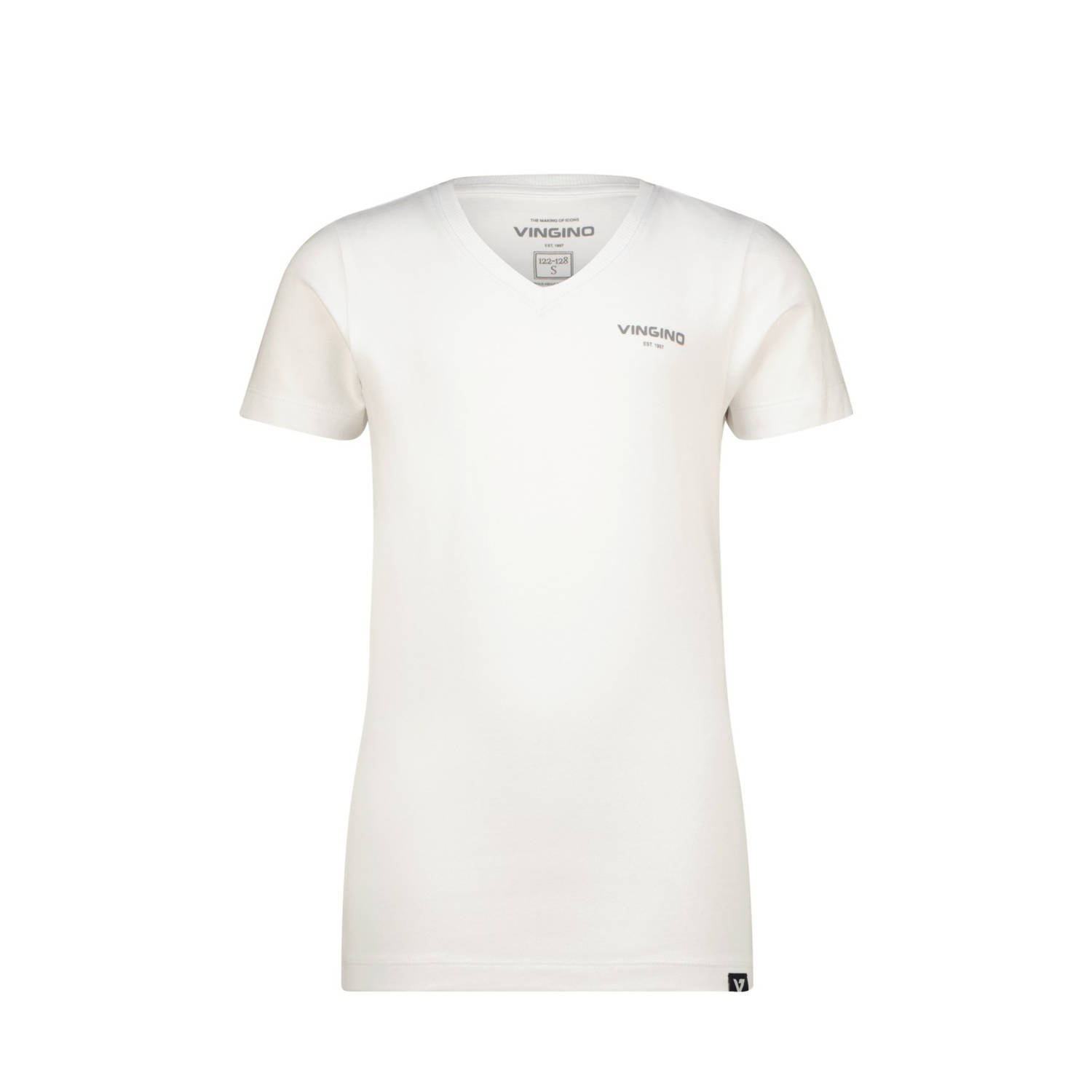 VINGINO Jongens Polo's & T-shirts Basic V Neck Wit