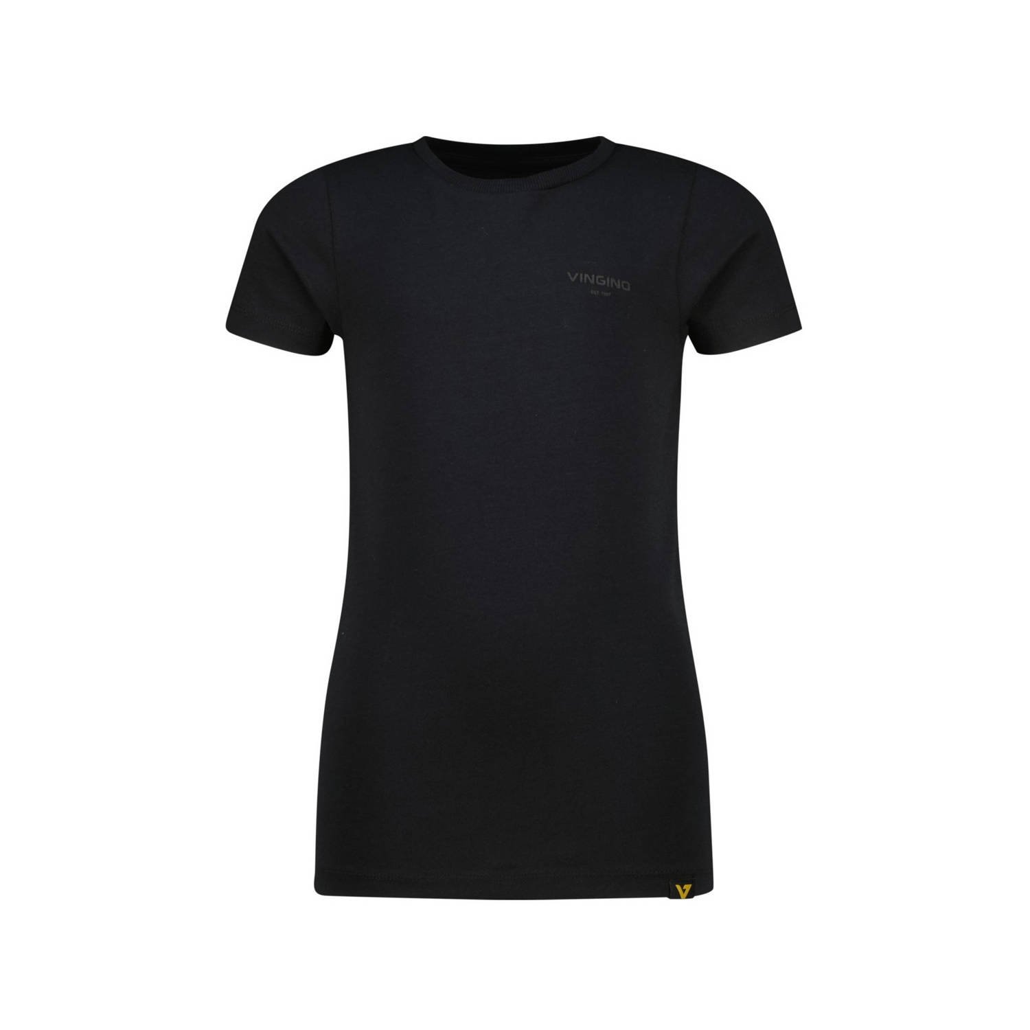 VINGINO Jongens Polo's & T-shirts Basic Round Neck Zwart