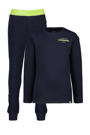 pyjama donkerblauw/neongeel