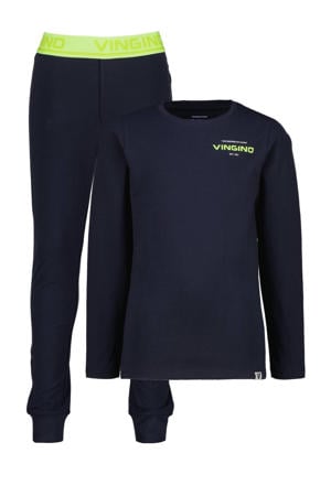 pyjama donkerblauw/neongeel