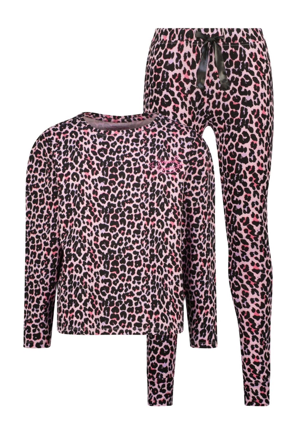 Vingino pyjama met panterprint roze/zwart