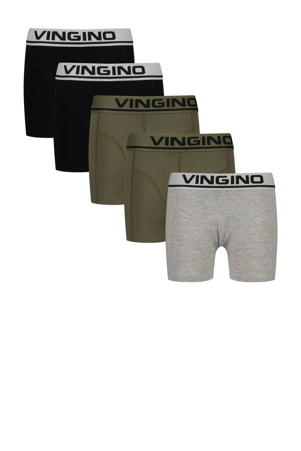 Vingino boxershort - grijs/groen/zwart (set van 5)