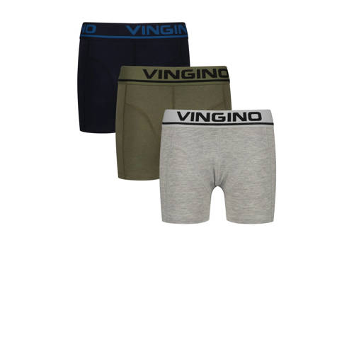 Vingino boxershort - set van 3 grijs melange/groen/donkerblauw afbeelding