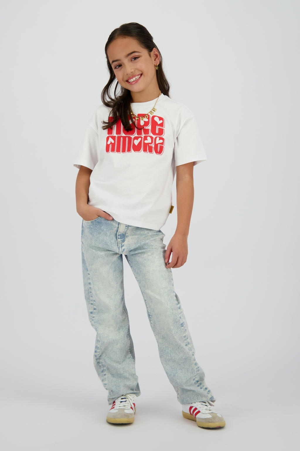 Light blue denim meisjes Vingino straight fit jeans van denim met regular waist en effen