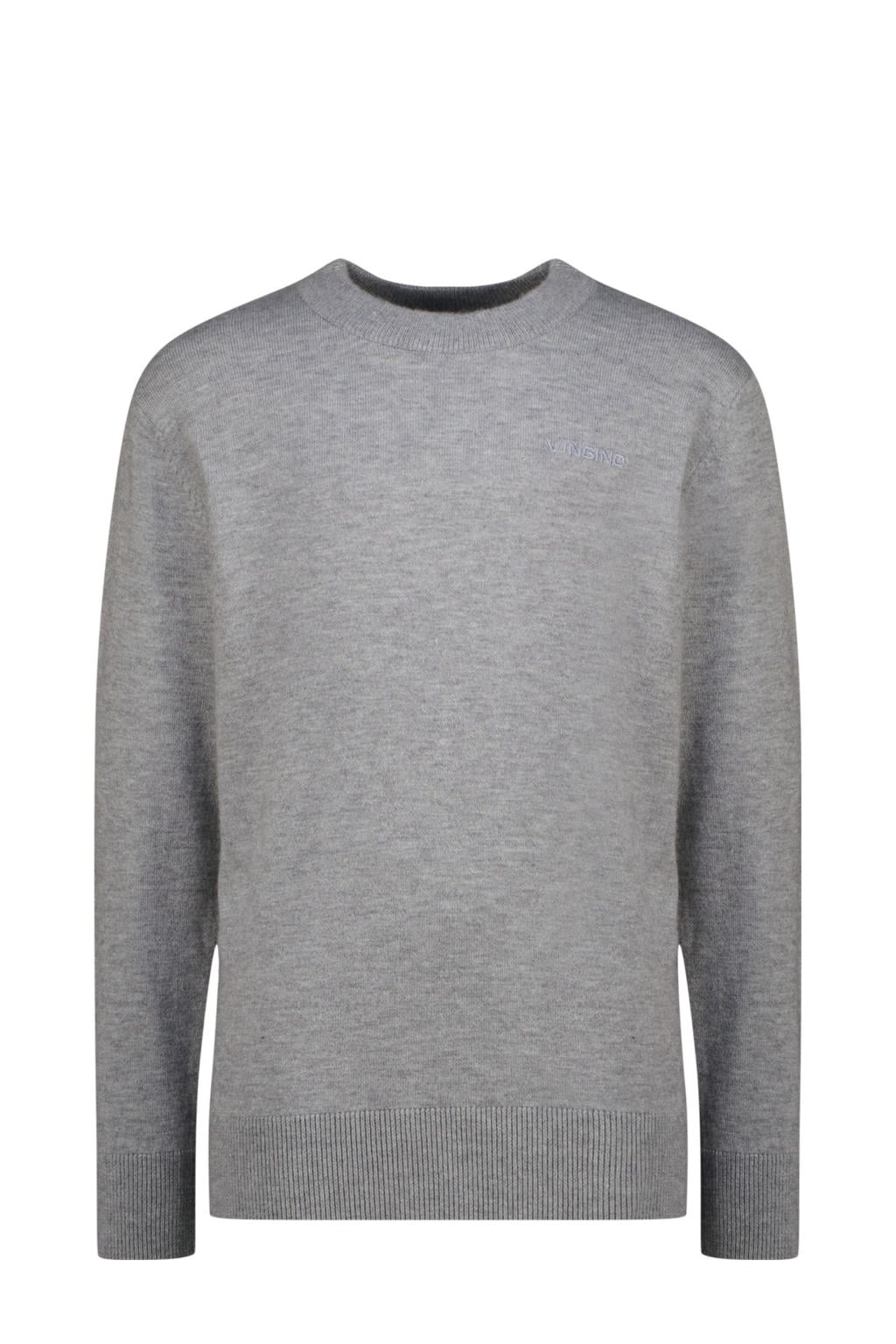 Grijs melange jongens Vingino longsleeve melange van viscose met effen, lange mouwen en ronde hals