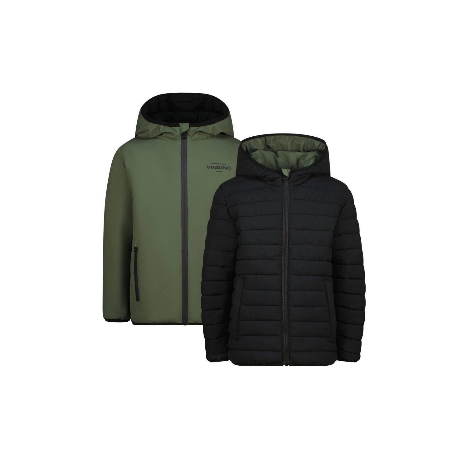 Vingino reversible tussenjas armygroen antraciet