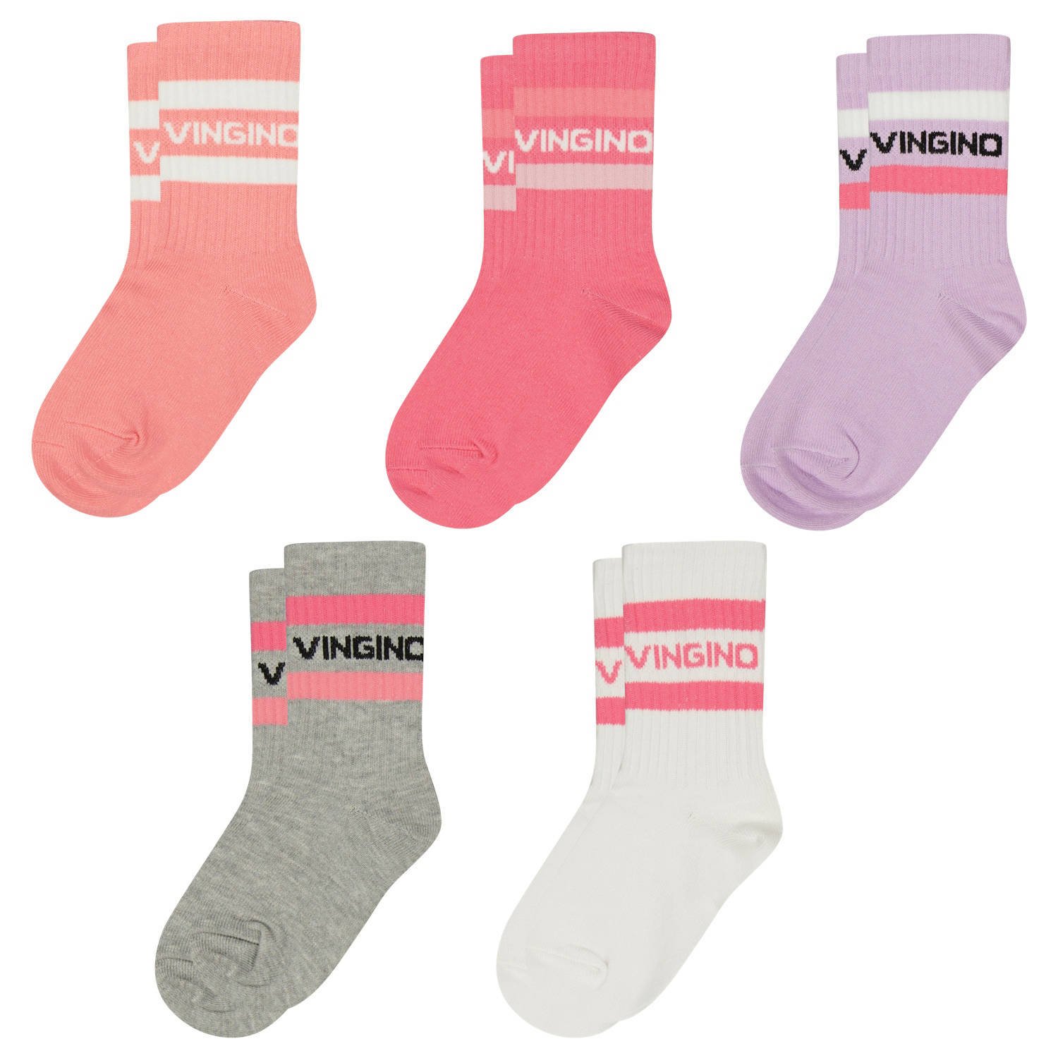 Vingino sokken set van 5 roze multicolor