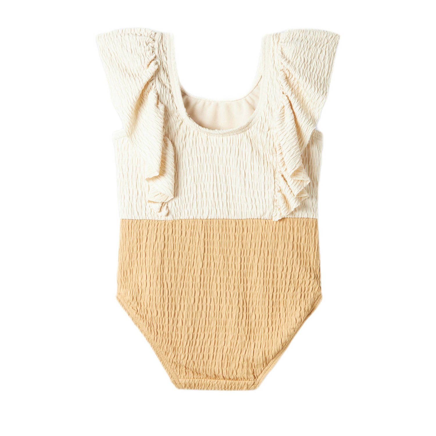 LIL' ATELIER MINI badpak met ruches taupe ecru