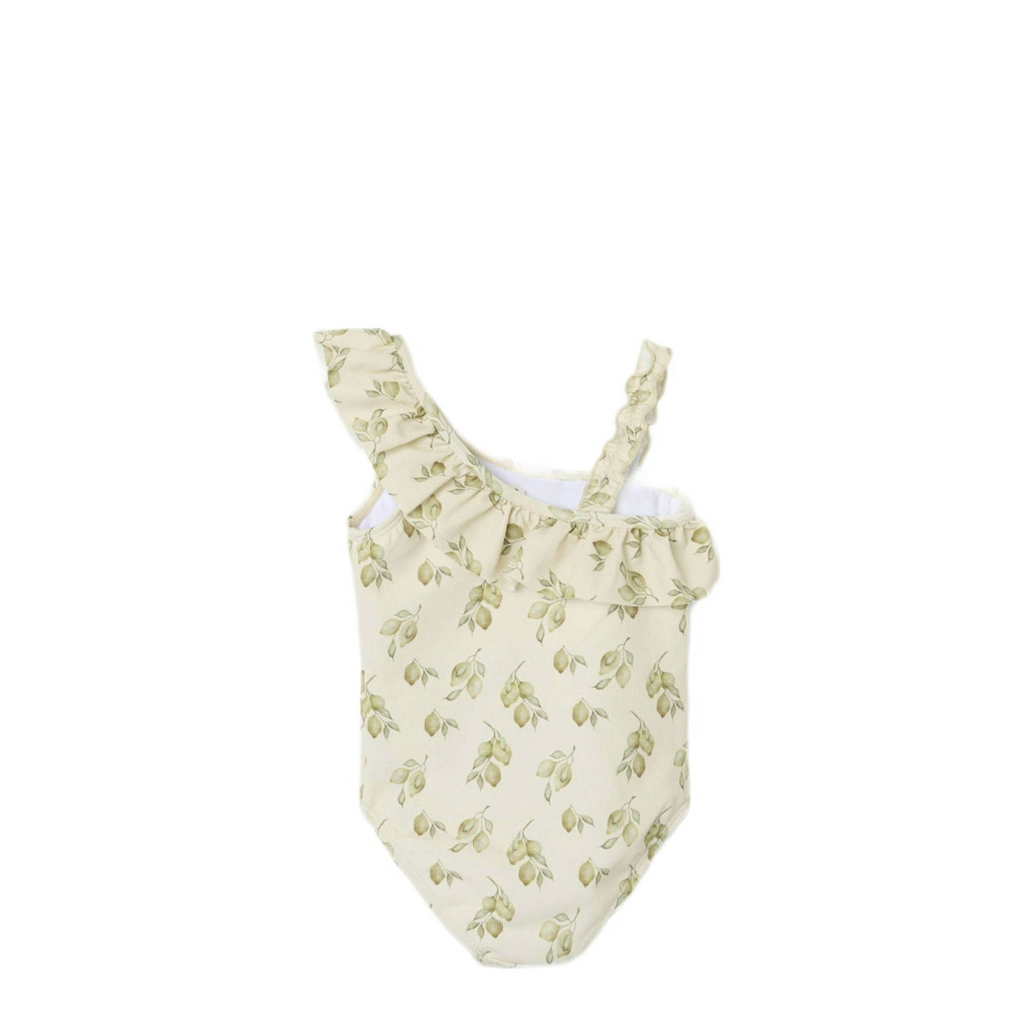 LIL' ATELIER MINI badpak NMFFLORIA met ruches offwhite groen