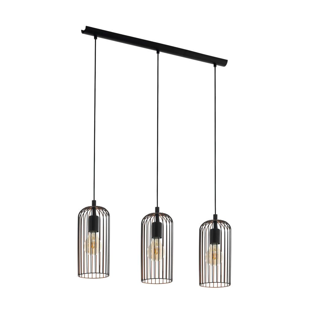 EGLO Roccamena Hanglamp - E27 - 73 cm - Zwart|Koper