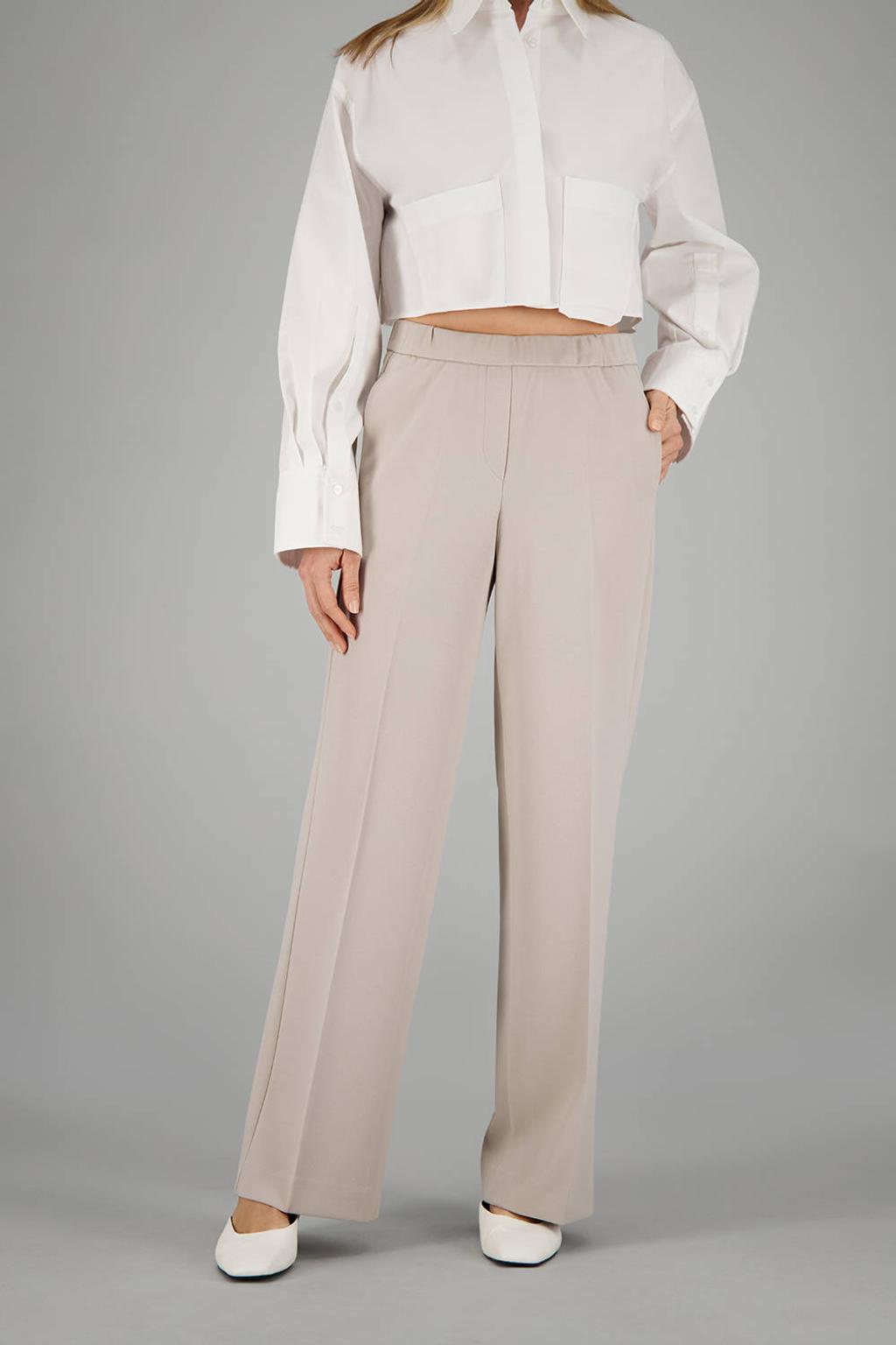 gardeur wide leg regular waist broek zand