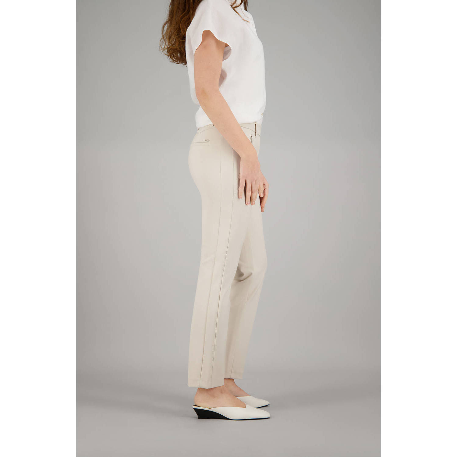 gardeur straight regular waist pantalon ecru