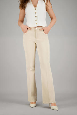 flared regular waist broek zand