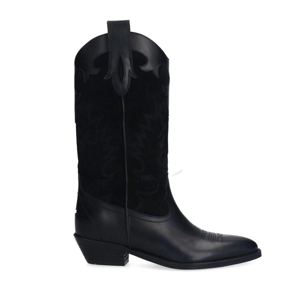 Zwarte dames Sacha leren cowboylaarzen