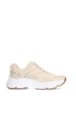   chunky denim sneakers beige