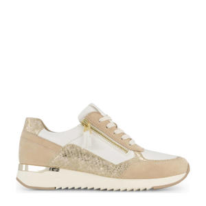 leren sneakers beige/wit