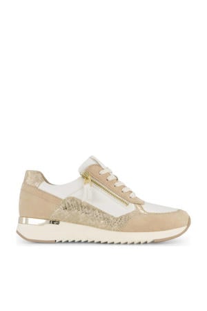 leren sneakers beige/wit