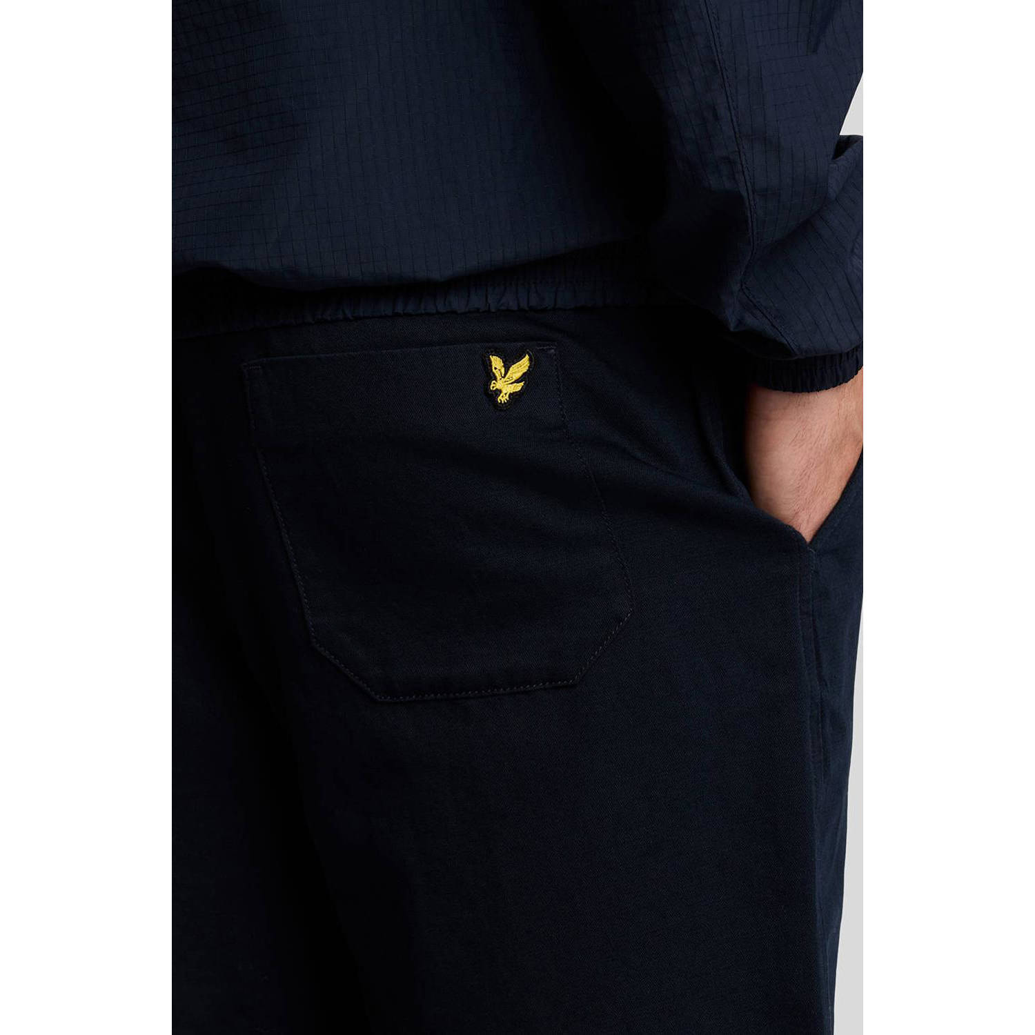Lyle & Scott linnen regular casual short donkerblauw