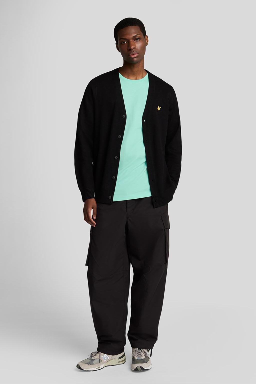 Turquoise heren Lyle & Scott T-shirt van katoen met effen, korte mouwen en ronde hals