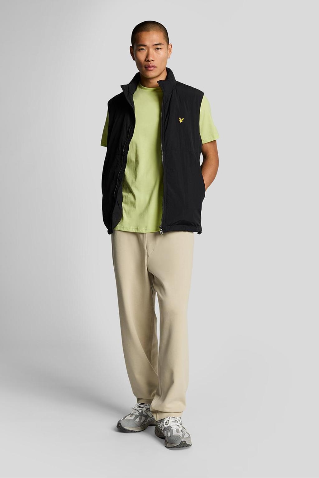 Limegroene heren Lyle & Scott T-shirt groen van katoen met effen en korte mouwen